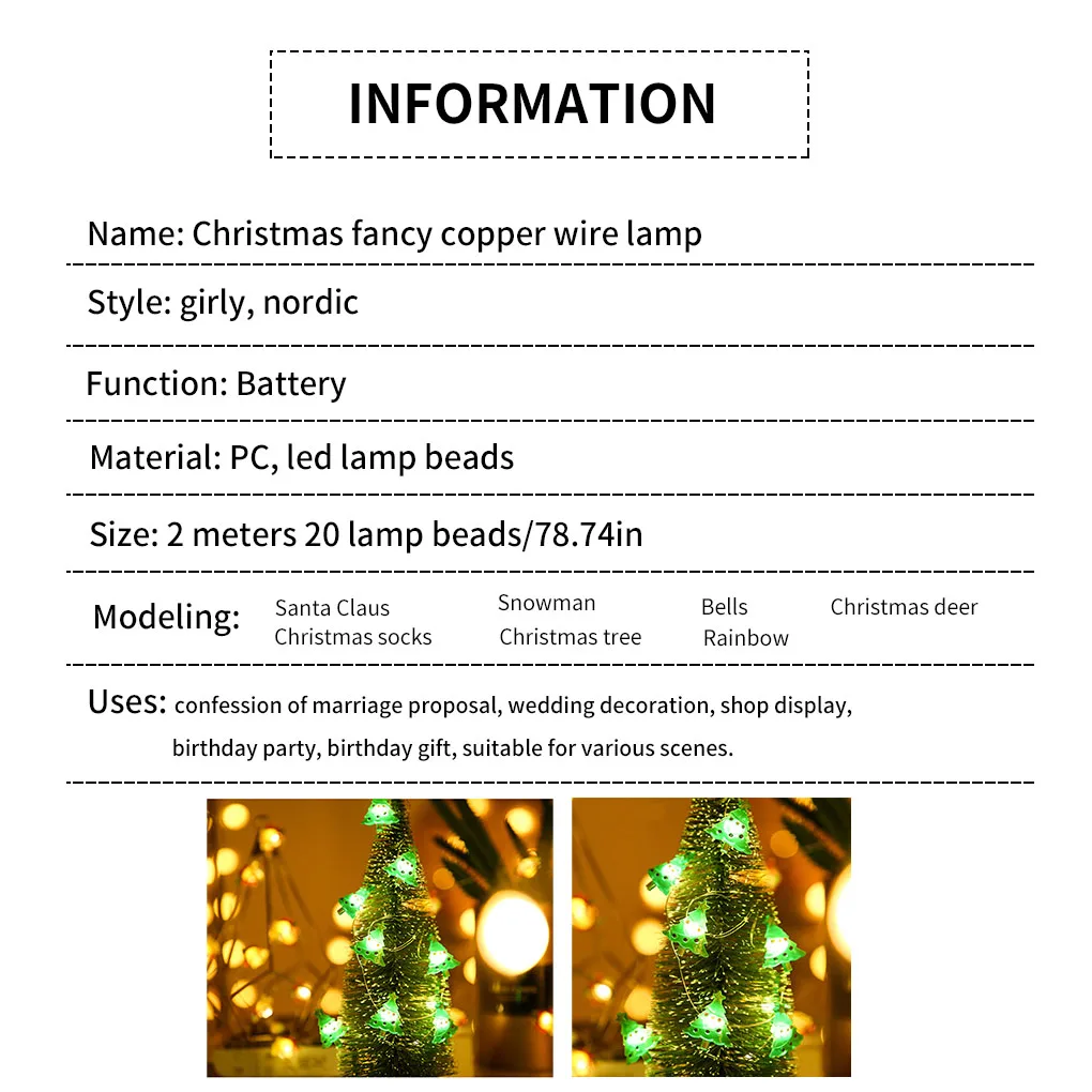 

LED String Lights 2M Santa Claus Christmas Tree Garland Snowflakes Christmas Decoration for Home Fairy Light New Year Xmas Decor