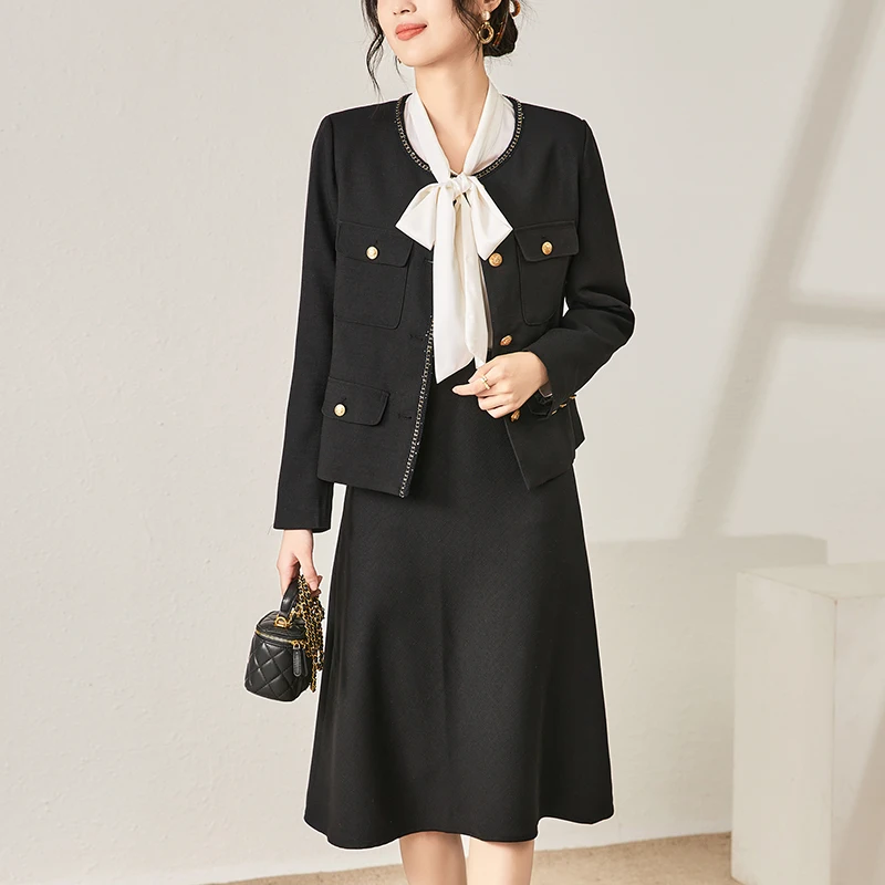 

Комплект из двух предметов Женский, Элегантная модная юбка, пиджак с длинным рукавом и длинная юбка-трапеция, юбка