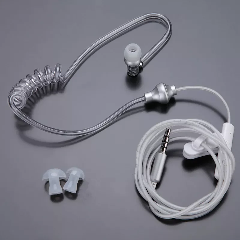 

Radiation Protection Anti-Radiation FBI Headphones Air Tube Handsfree Earphone with Microphone Volume Control Ear Hook