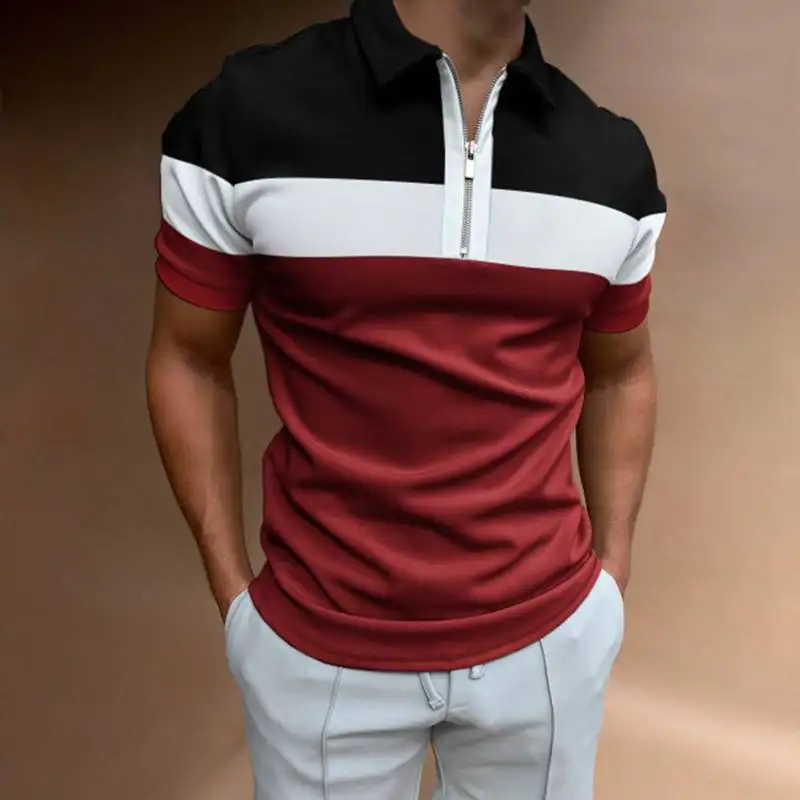 

2022 Summer New Breathable Fabric Luxury Short Sleeve Zipper Collar Clothing Polo Shirt For Men 3D Printed Trend Fashion Top