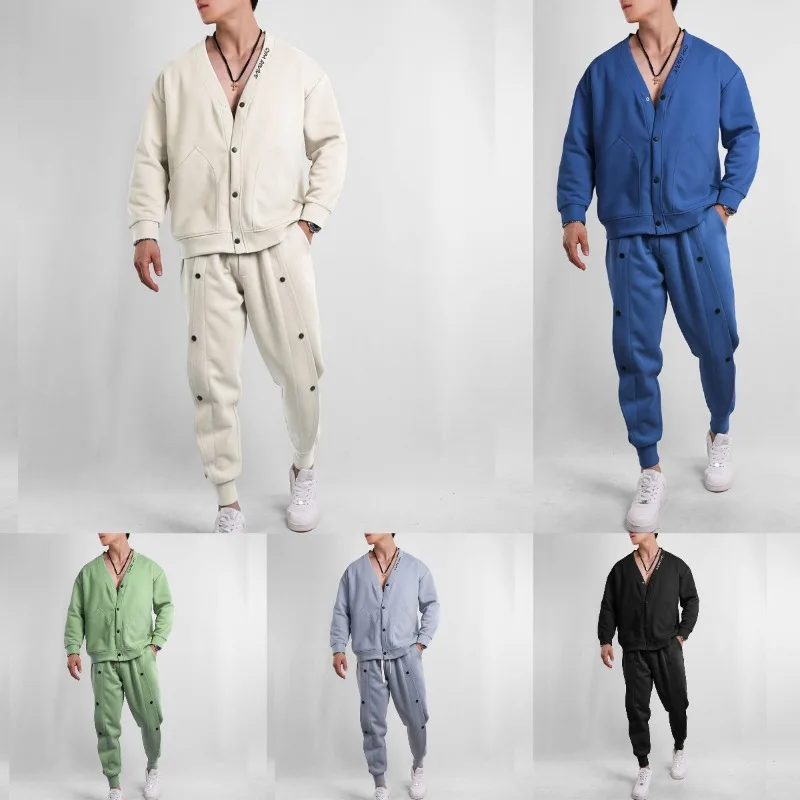 

delicacy New Arrival Spring Autumn Design version Large Size Men's V-neck Sweatshirt Jacket Baggy Coat Casual Sport Pants Sui