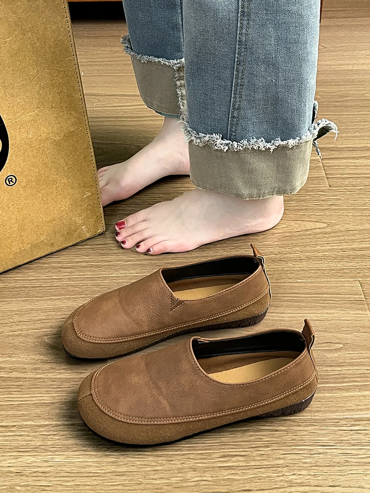 

Shoes Woman 2023 Soft Casual Female Sneakers Autumn Shallow Mouth Modis Flats Round Toe New Grandma Fall Cute Moccasin Dress