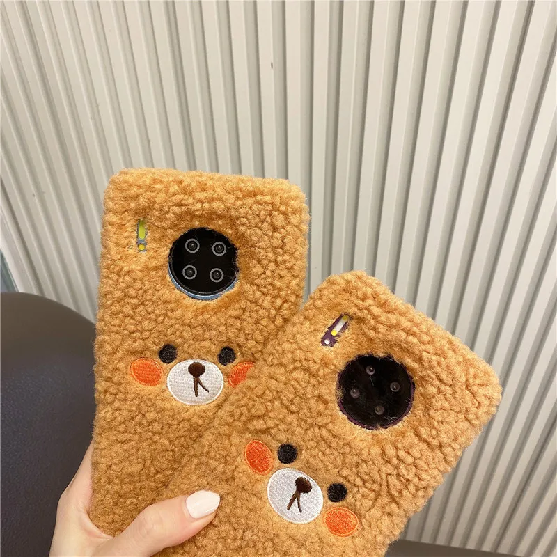 For Xiaomi Redmi Note 9S 8T 9 Pro 8 7 6 5 4 9A 9C 8A 7A 6A 5A Mi 11 Lite 12X Cute Face Blush Fluffy Plush Soft Phone Case Coque