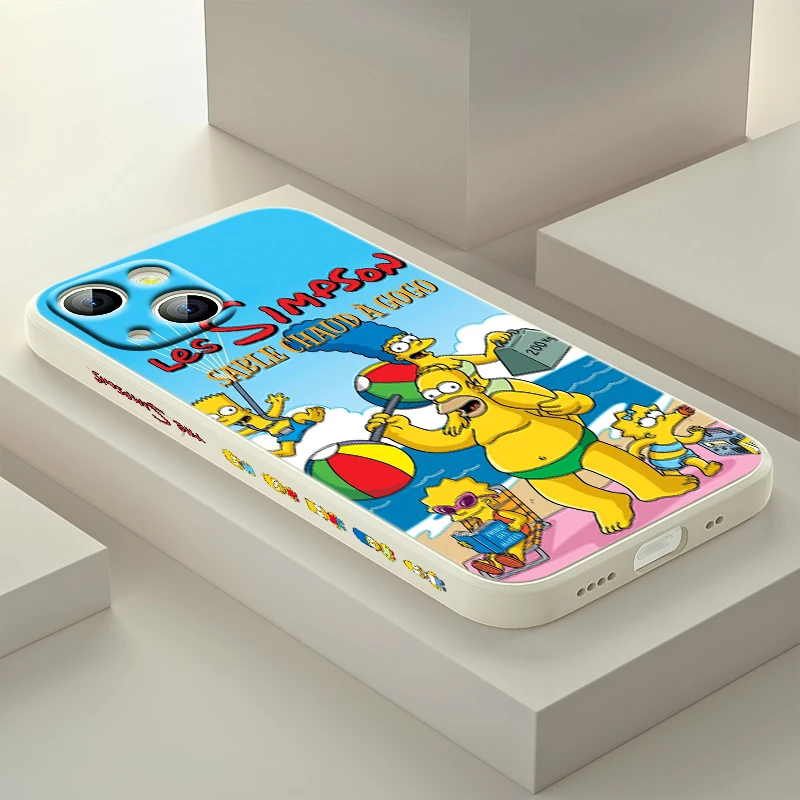 

The Simpson Happy Funny For Apple IPhone 13 12 Mini 11 Pro XS MAX XR X 8 7 6S SE Plus Left Liquid Silicone Gel Phone Case