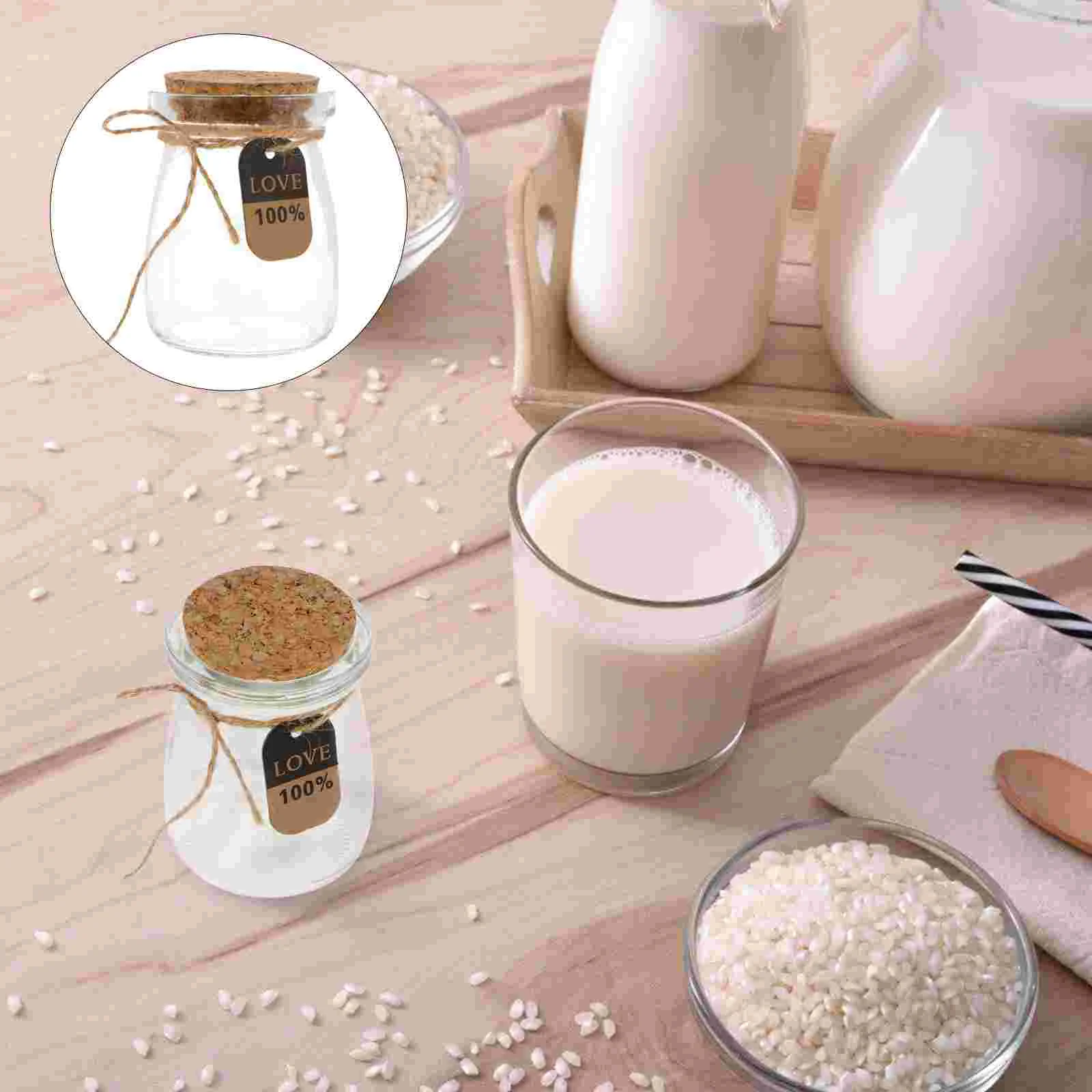 

Jars Glass Milkbottle Small Lids Jar Minicork Mason Home Empty Bottles Stringslabels Brown Pudding Favor Yogurt Lidcontainers