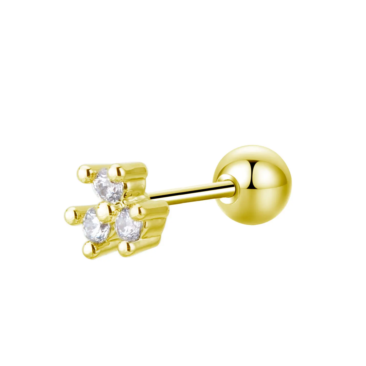 Серьги-гвоздики из нержавеющей стали с цирконом в форме Луны