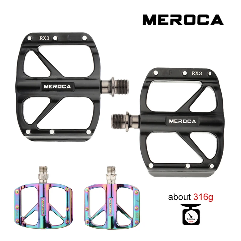 

MEROCA Anti-slip Metal Bicycle Pedal Ultralight Quick Release Bike Pedal Flat 3 Bearings MTB Footboard Cycling Accessories