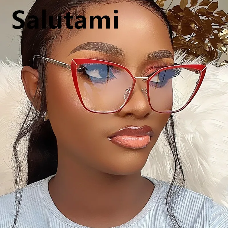 

Vintage Patchwork Cat Eye Anti-blue Light Eyeglasses For Women New Fashion Alloy Square Computer Glasses Frame Female Shades