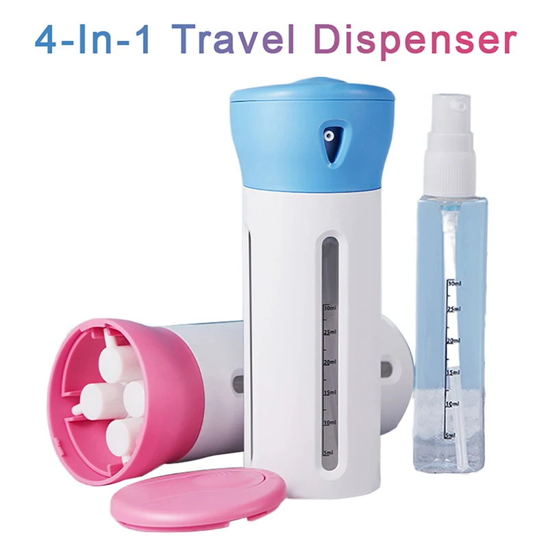 

Travel Dispenser 4 In 1 Travel Bottles Leak Proof Toiletries Sub-bottle Refillable Shower Gel Soap Empty Container Kit