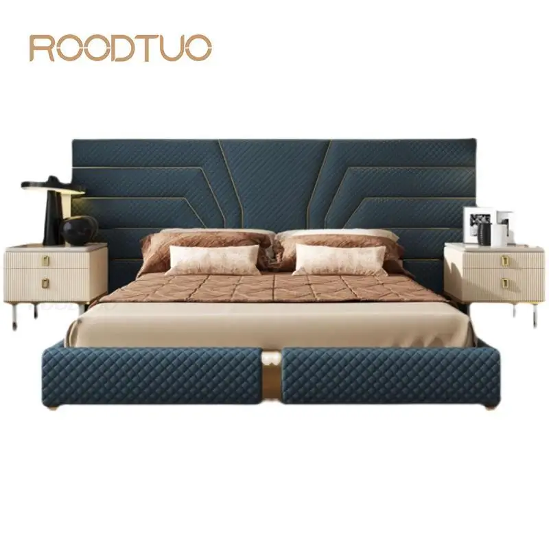 

Белая деревянная кровать для 2 человек, современный дизайн, матрас, кровать большого размера, роскошная мебель для спальни, спальные столики...