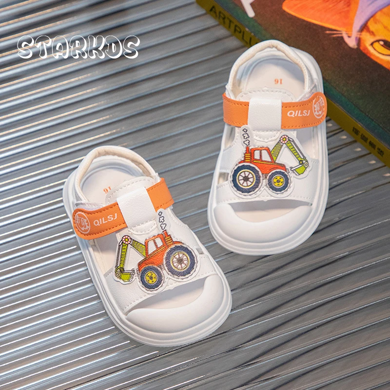 Cartoon Excavator Sandals Toddler Kids Summer Strap Sandalias Infant Baby Soft Sole Anti-Slip  Sneakers Cute First Walker Shoes