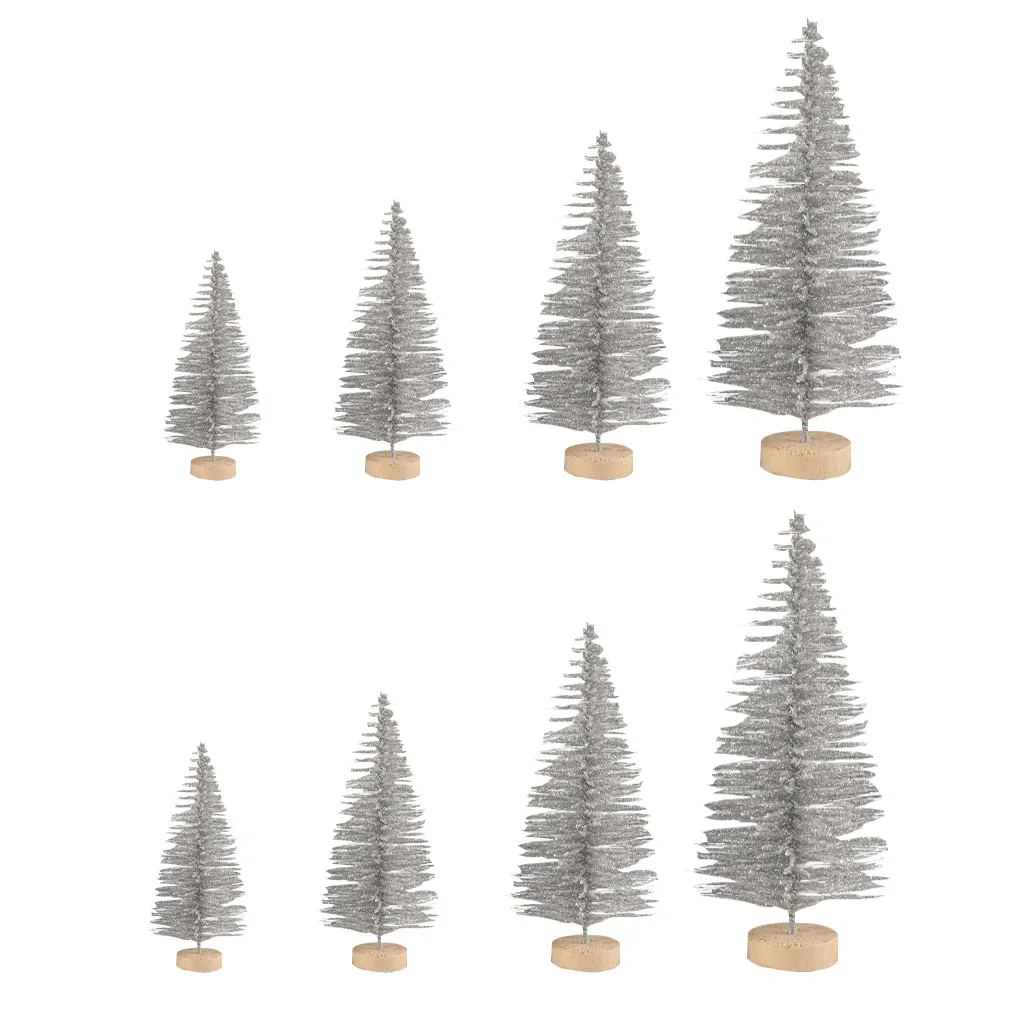 

8pcs/lot Artificial Decorated Mini Christmas Tree Christmas Decoration Tree Xmas Mini fake Tree 2021 New Year Navidad Decor