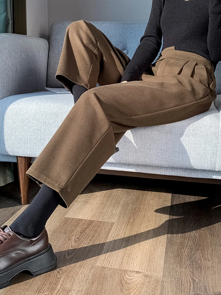 2024Новинка осени и зимы шерстяные брюки-шаровары с высокой талией женская одежда