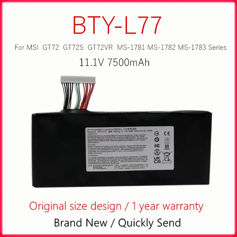 Аккумулятор для ноутбука 11 1 В MSI GT72 GT72S GT72VR MS-1781 MS-1782 MS-1783 серии BTY-L77