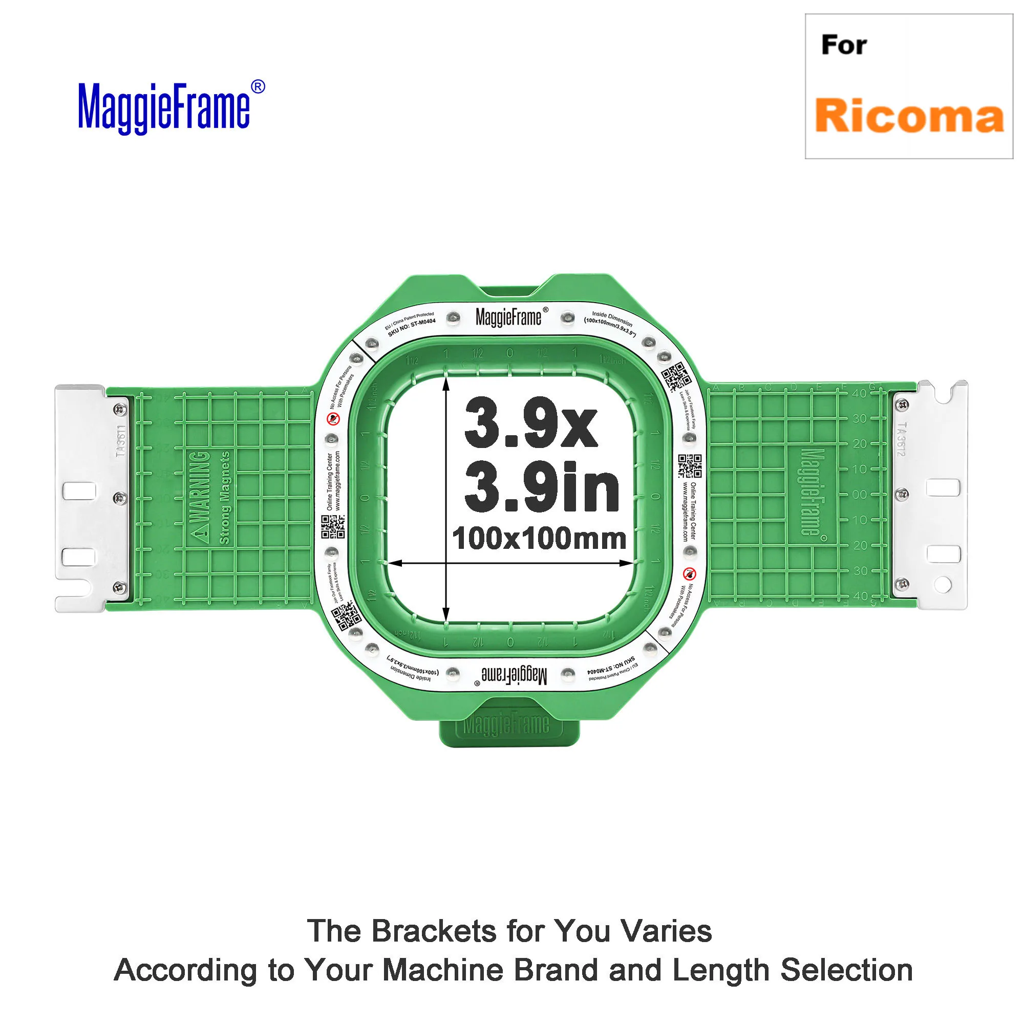 Фото Магнитное кольцо MaggieFrame 3,9 дюйма |   100x100 мм для вышивальной машины Ricoma Mighty Hoop Вышивальные пяльцы №1
