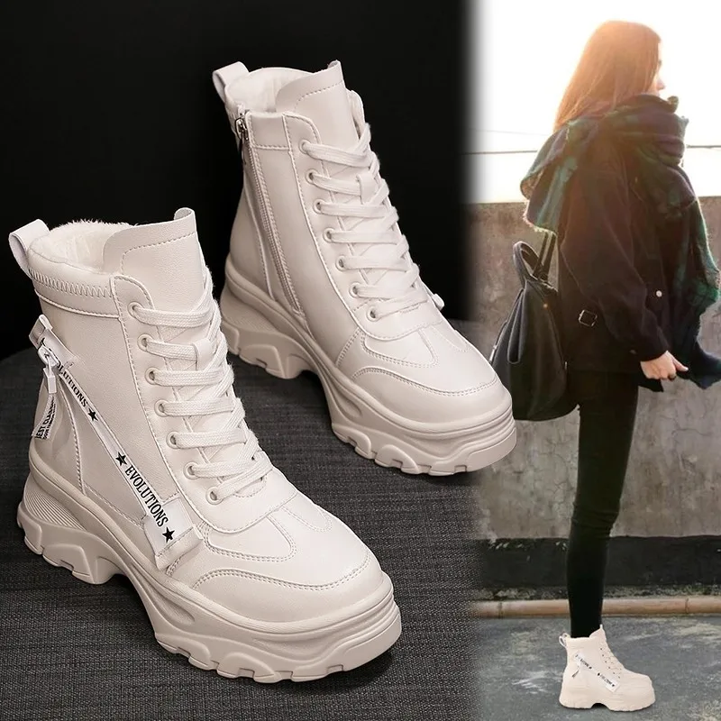 

New Autumn Winter Increase Ankle Shoes Women Plus Velvet Snow Boots Warm Round Head Casual Women Boots Martin Boots