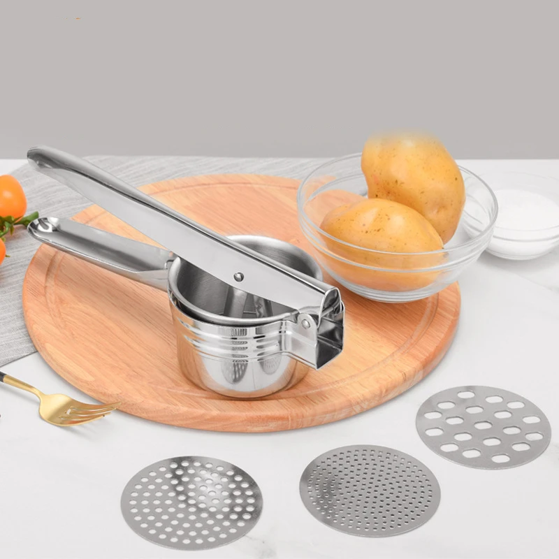 

Potato Mashers Ricers Kitchen Cooking Tools Stainless Steel Pressure Mud Puree Vegetable Fruit Press Maker Garlic Presser