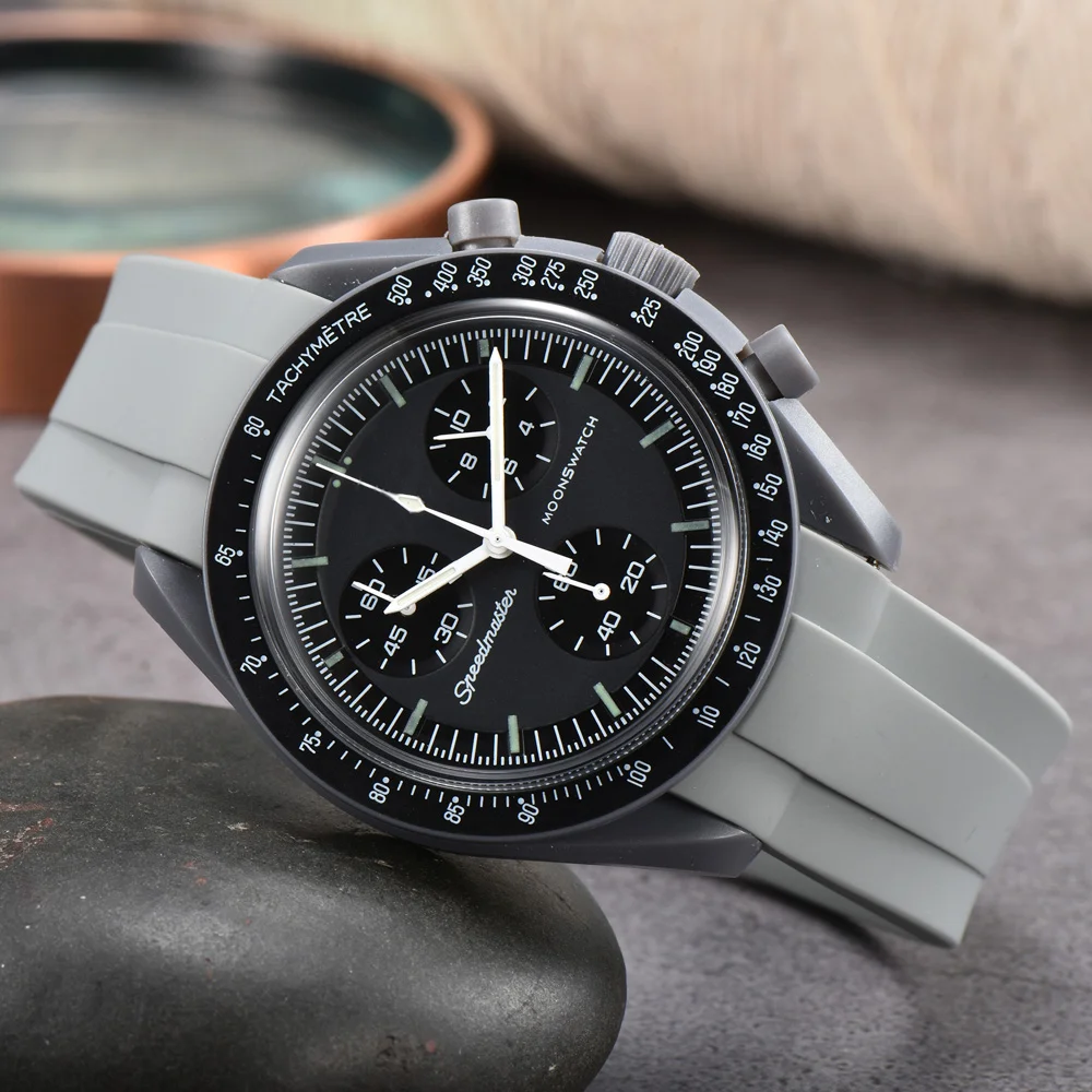 

New Couple Watch Multifunction Plastic Case Weight Moon Watches For Men swatch Ladies Business Chronograph Explore Planet Clock