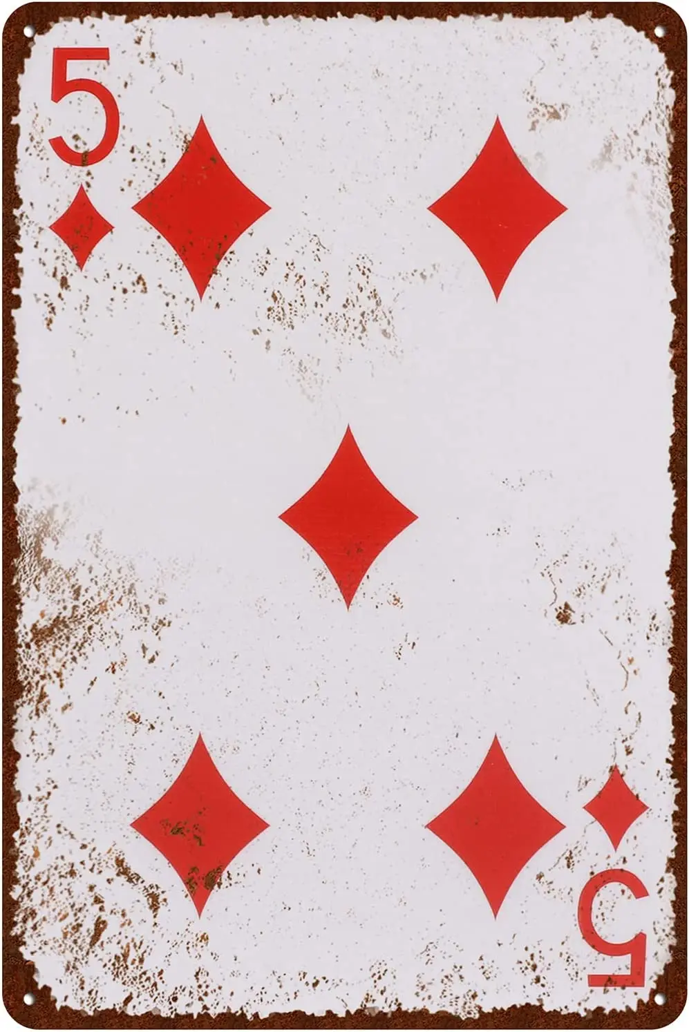 

CLCDWG Vintage Poker Tin Sign, The Five of Dianmond Metal Tin Sign, Game Room Home Decorative Signs 12 x 8 Inch