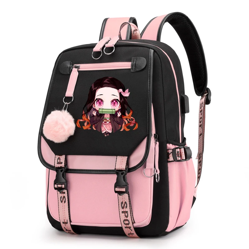 Demon Slayer Nezuko Backpacks for Men Anime School Bag for Teenager Canvas Laptop Back Pack Women Rucksack Anime Nezuko Backpack