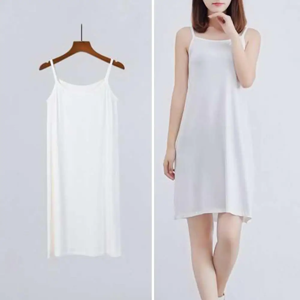 

Suspender Dress Thin Women Dress Pure Color Holiday Suspender Dress