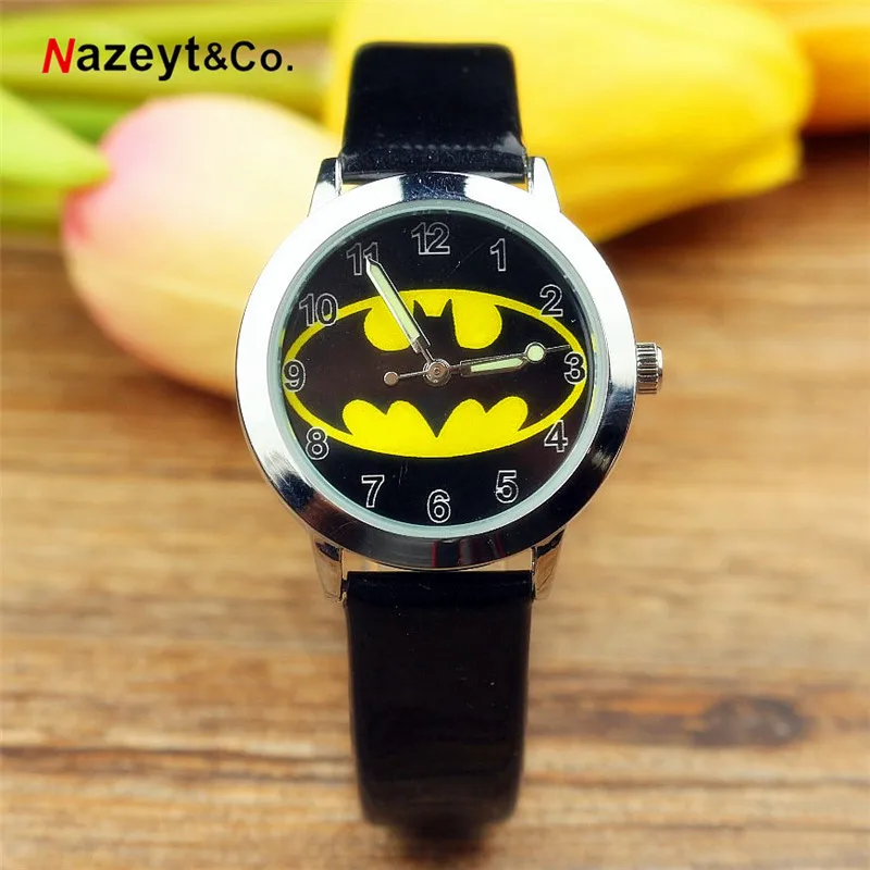 

Cartoon Batman Luminous Children's Watch Anime Character PU Belt Digital Pointer Quartz Kids Watch for Boys Girls Birthday Gift
