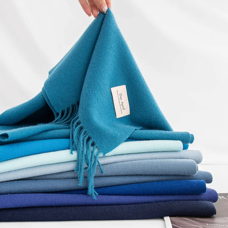 Однотонный шарф из искусственного кашемира женский осенне-зимний шикарный