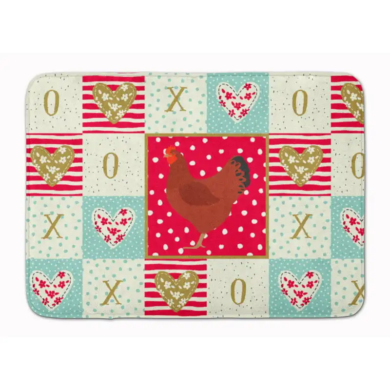 

Hampshire Red Chicken Love Machine Washable Memory Foam Mat, Red, 19 X 27", multicolor
