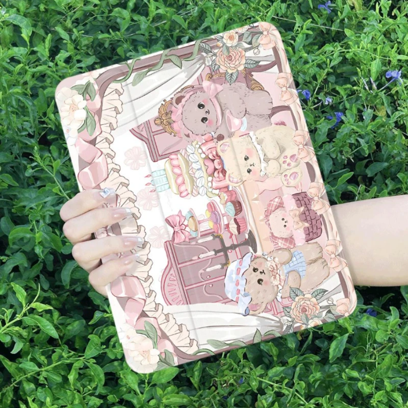 Поворотный чехол-подставка с четырьмя медведями для Pro 11 2-го 3-го 4-го Ipad Mini 6 2017 10 5