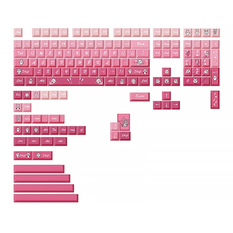 

PBT Keycaps 148 Keys Cherry-Profile DYE-SUB Classic Keycap For Mechanical Keyboard Pink Rabbit KeyCaps LX9A