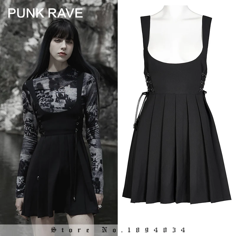 Женское готическое Повседневное платье в стиле Панк RAVE плиссированное на