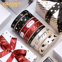 yama gold foil printed ribbon 10yardsroll heart series valentines ribbons for crafts lover gifts diy packaging wedding decor