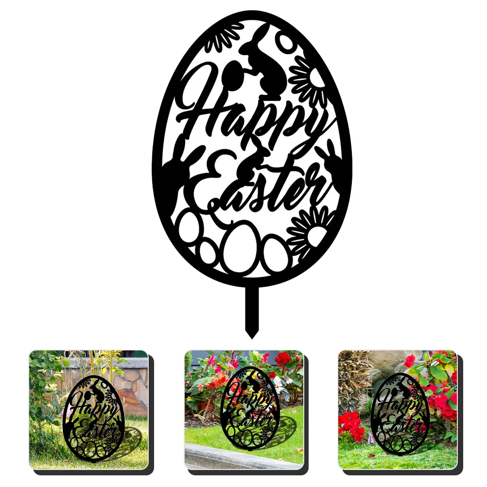 

Easter Yard Stakes Signs Garden Egg Stake Decorations Outdoordecor Party Metal Decoration Lawn Ornament Decorative Silhouette