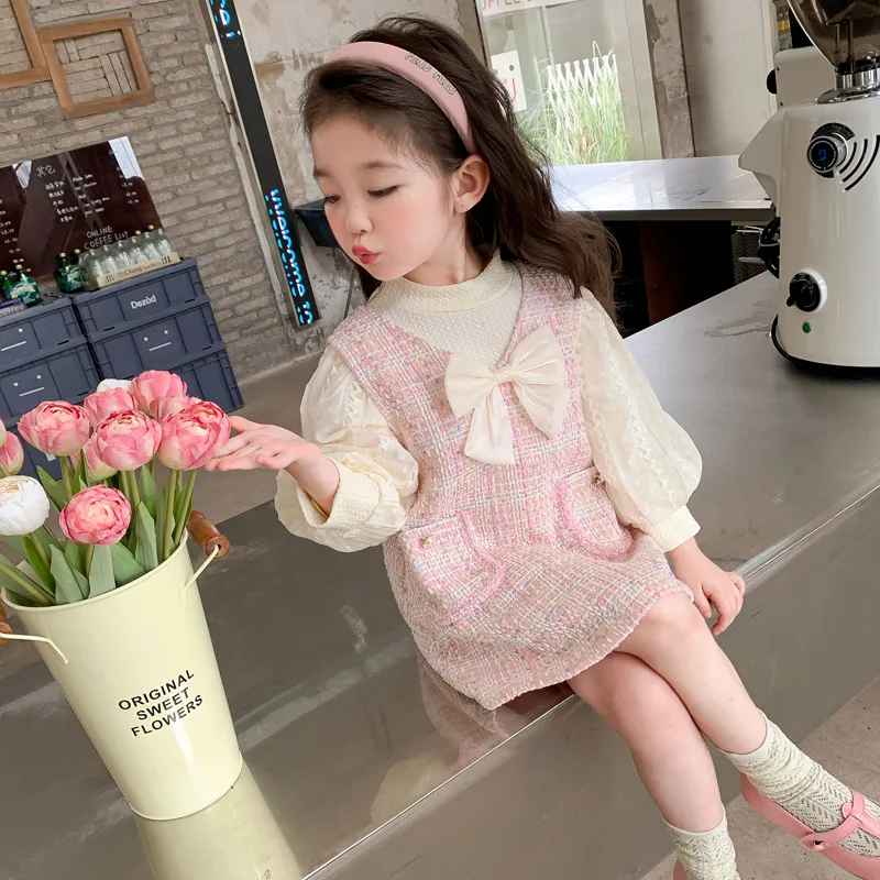 Осенние комплекты детской одежды рубашка с рукавами-фонариками для маленьких