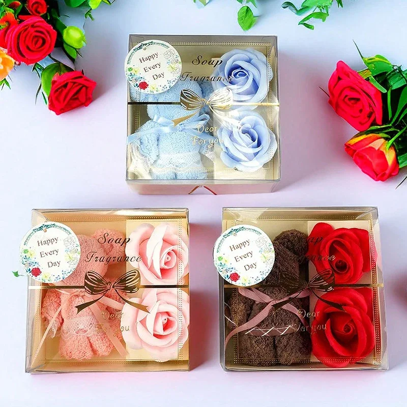 Искусственный букет роз с прозрачной подарочной коробкой пластиковый материал