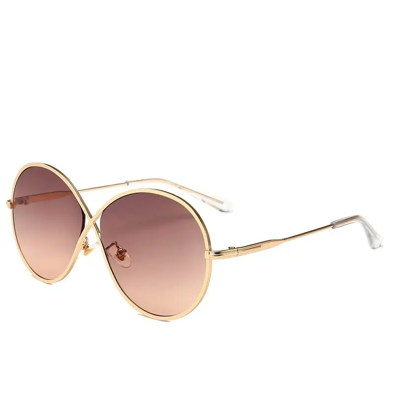 

New Sunglasses Fashion Women's Trendy Sunglasses Round Face Trendy Glasses Light Frame Ladies Large Frame 18145