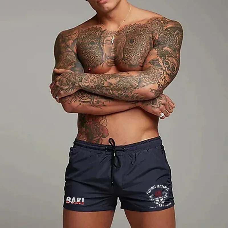 Мужские плавки Hanma Baki с аниме принтом пляжные шорты Быстросохнущий купальник 5