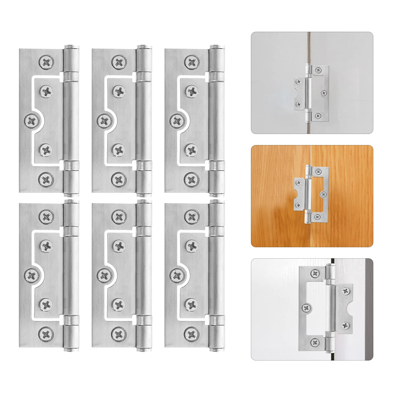 

6 Pairs Cabinet Hinge Flush Door Hinge 3 Inch Non-mortise Hinge Supply