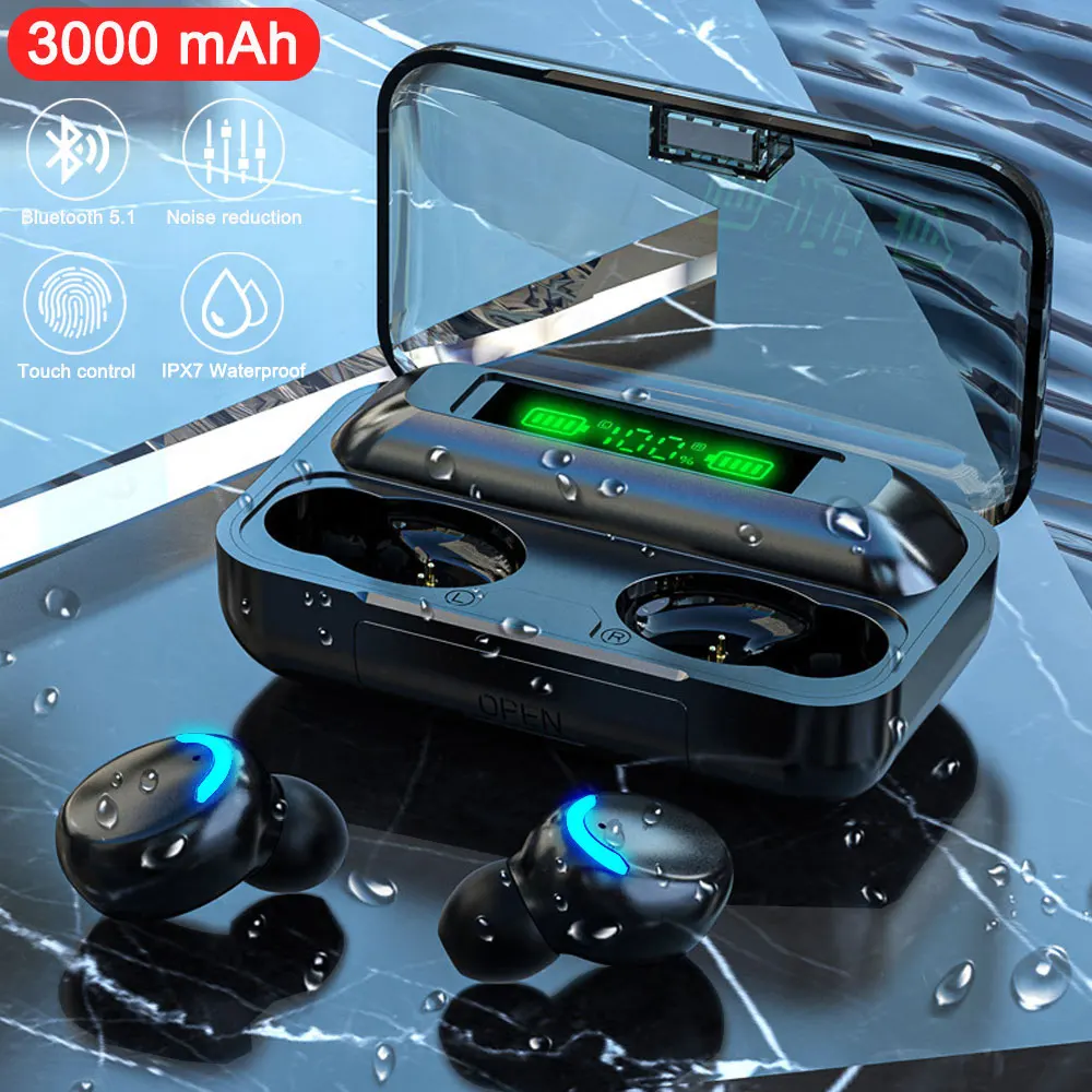

TWS F9 Headphones Bluetooth Earphones In-Ear Wireless Earbuds Waterproof Headset with Mic 3000mAh Charging Box Stereo Headsets