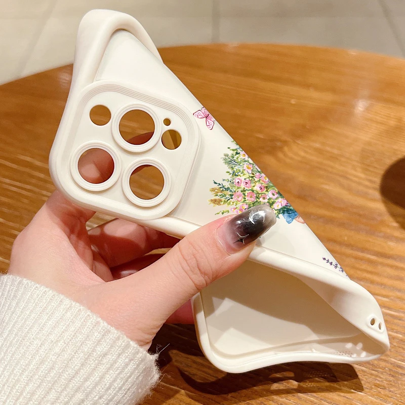 Противоударный чехол с изображением девушки цветов для iPhone 15 Pro Max 11 12 13 14 Мягкая