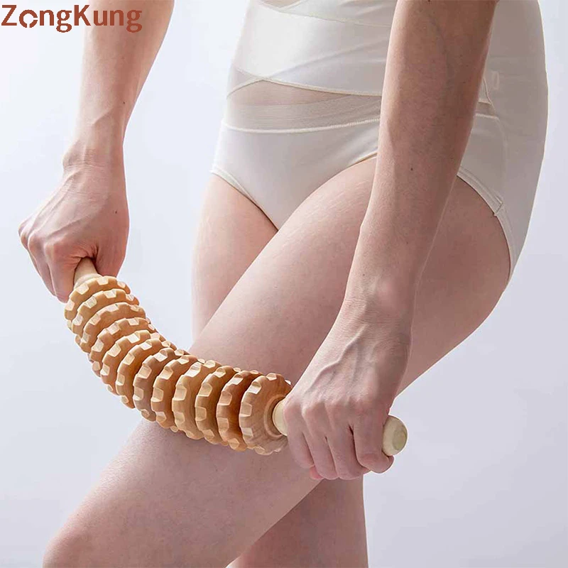 

12 Wheel Wood Therapy Roller Massager Tool,Muscle Pain Release, Curved Roller Sticks Full Body Massager,Lymphatic Drainage