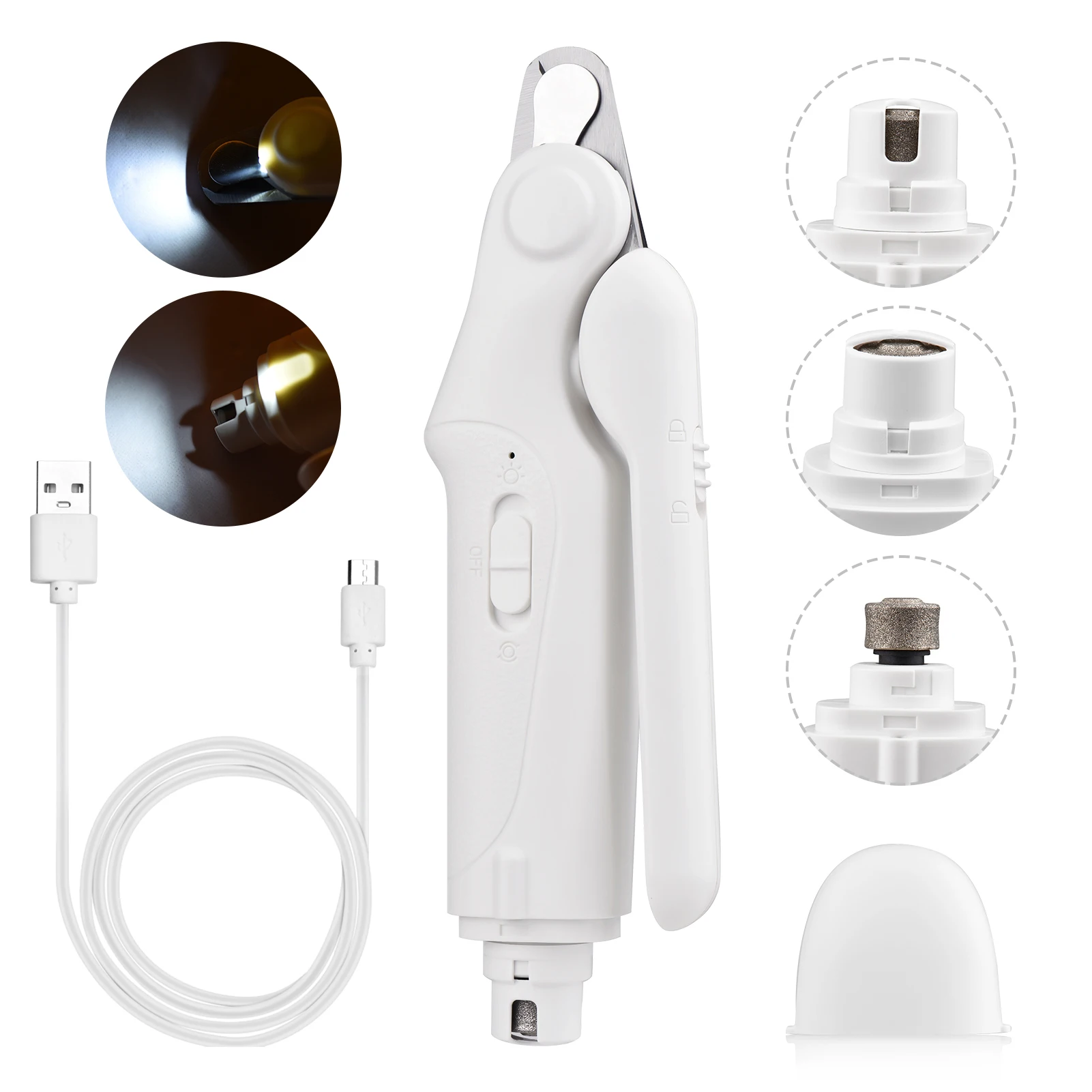 

2-в-1 машинка для стрижки и стрижки ногтей для домашних животных электрический триммер для ногтей для собак встроенный аккумулятор с низким ...