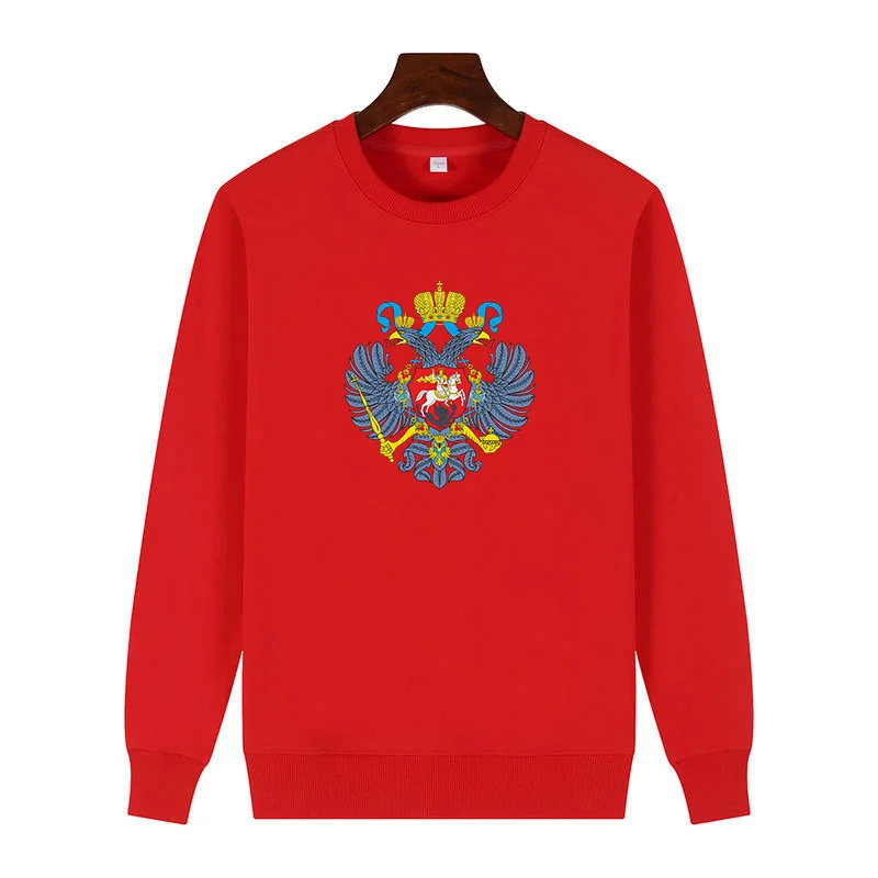 Классическая толстовка с круглым вырезом и бархатной подкладкой российский герб