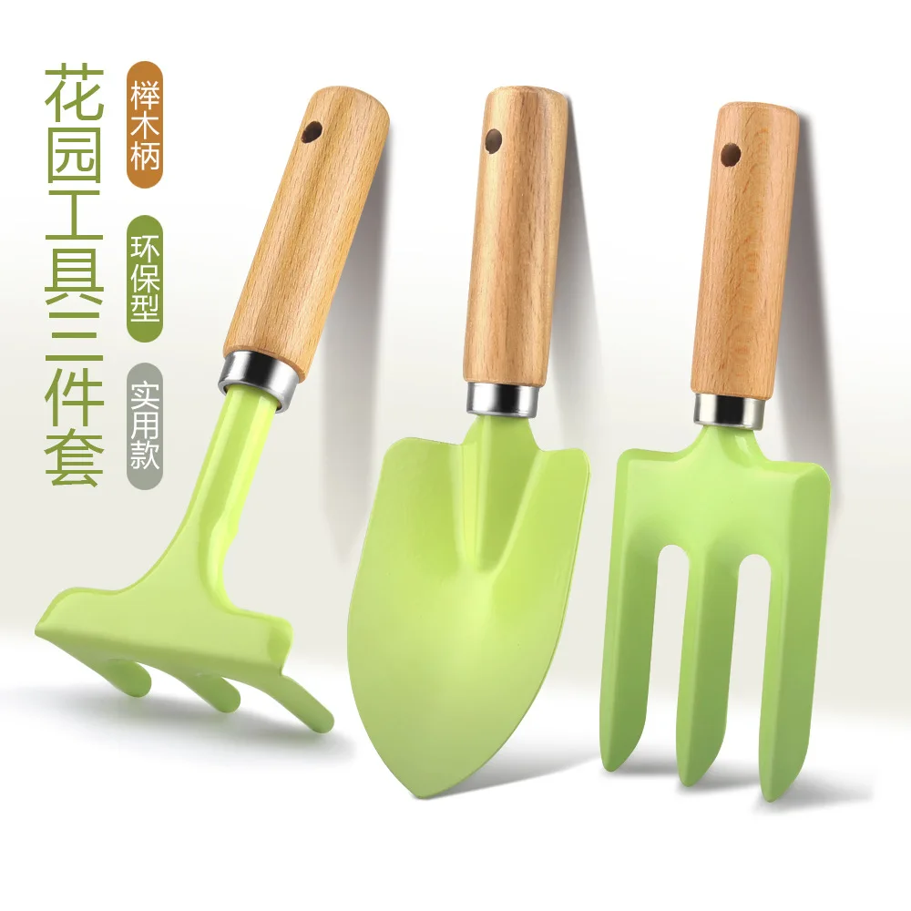 

Wooden handle garden shovel rake hoe children's mini succulent soil turning shovel set functional small shovel tool