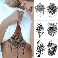 3d henna waterproof temporary tattoo sticker rose lotus diamond wolf body art sexy transfer fake tatto men women flash tattoos