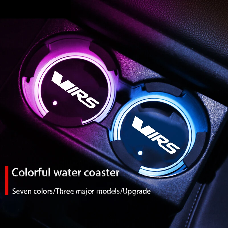 

Luminous Car Cup Coaster Holder Car Led Atmosphere Light Logo Lamp For Skoda VRS Octavia Fabia Kamiq Karoq Kodiaq Rapid Superb