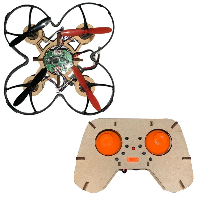 2022New RC Helicopter DIY Drone Wooden Woody 2.4G 4CH Mini Drones 3D DIY Bricks Quadcopter Assembling DIY Educational Toys 0