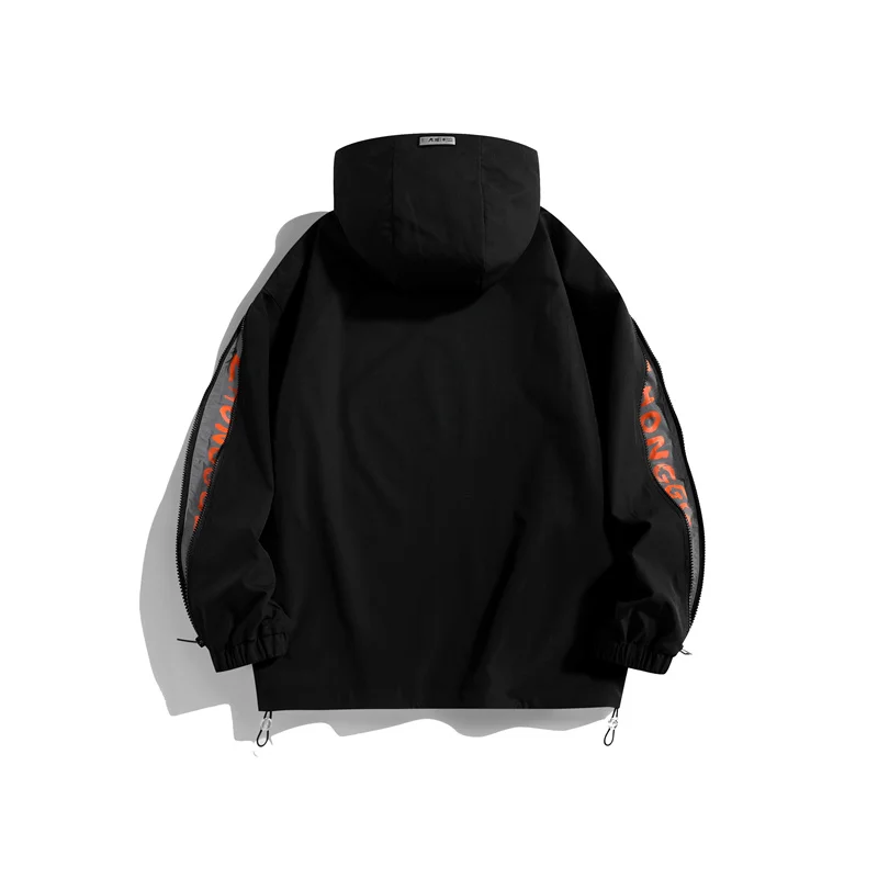 

Мужская осенняя куртка, однотонная ветровка на молнии в стиле хип-хоп, цвет черный