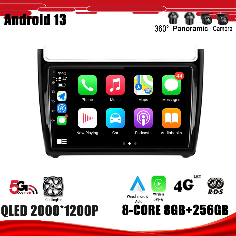 

Android 13 для Volkswagen VW Polo 2008 - 2020 автомобильное радио, мультимедийный плеер, навигация GPS DSP Carplay WIFI