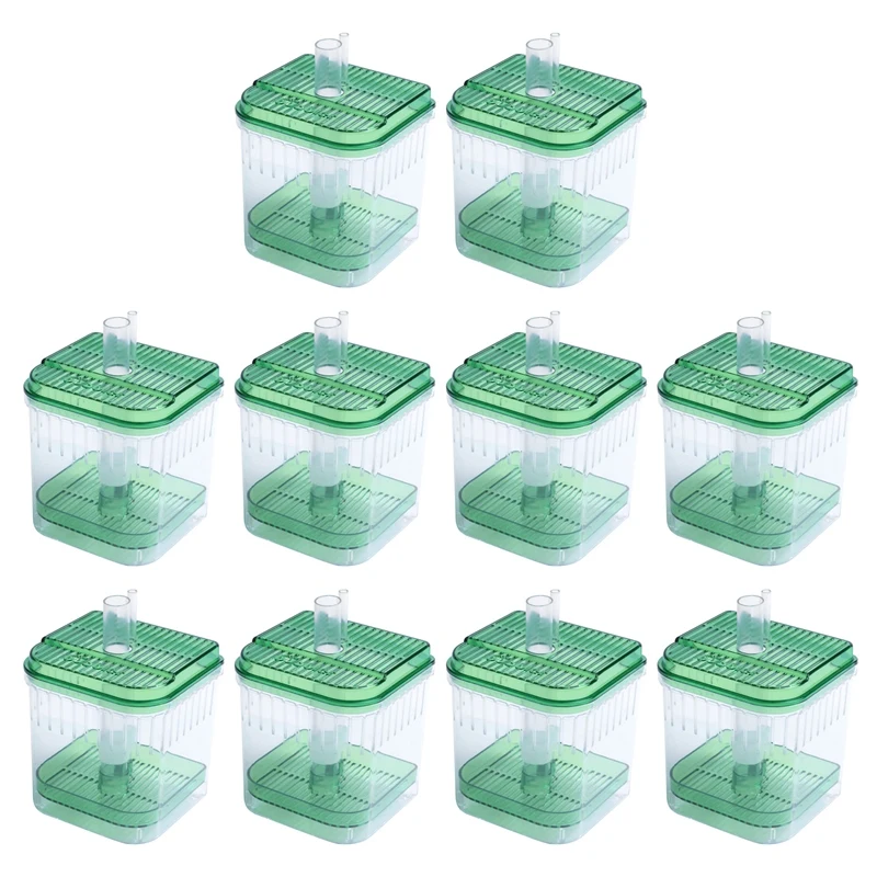 

10X Plastic Square Fish Tank Aquarium Filter Bottom Box Transparent Green